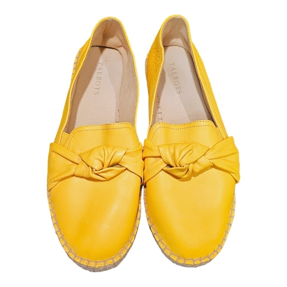 Talbots Shoes - Talbots Izzy Knot Nappa Espadrilles Size 9 Slip On Flats Yellow Genuine Leather